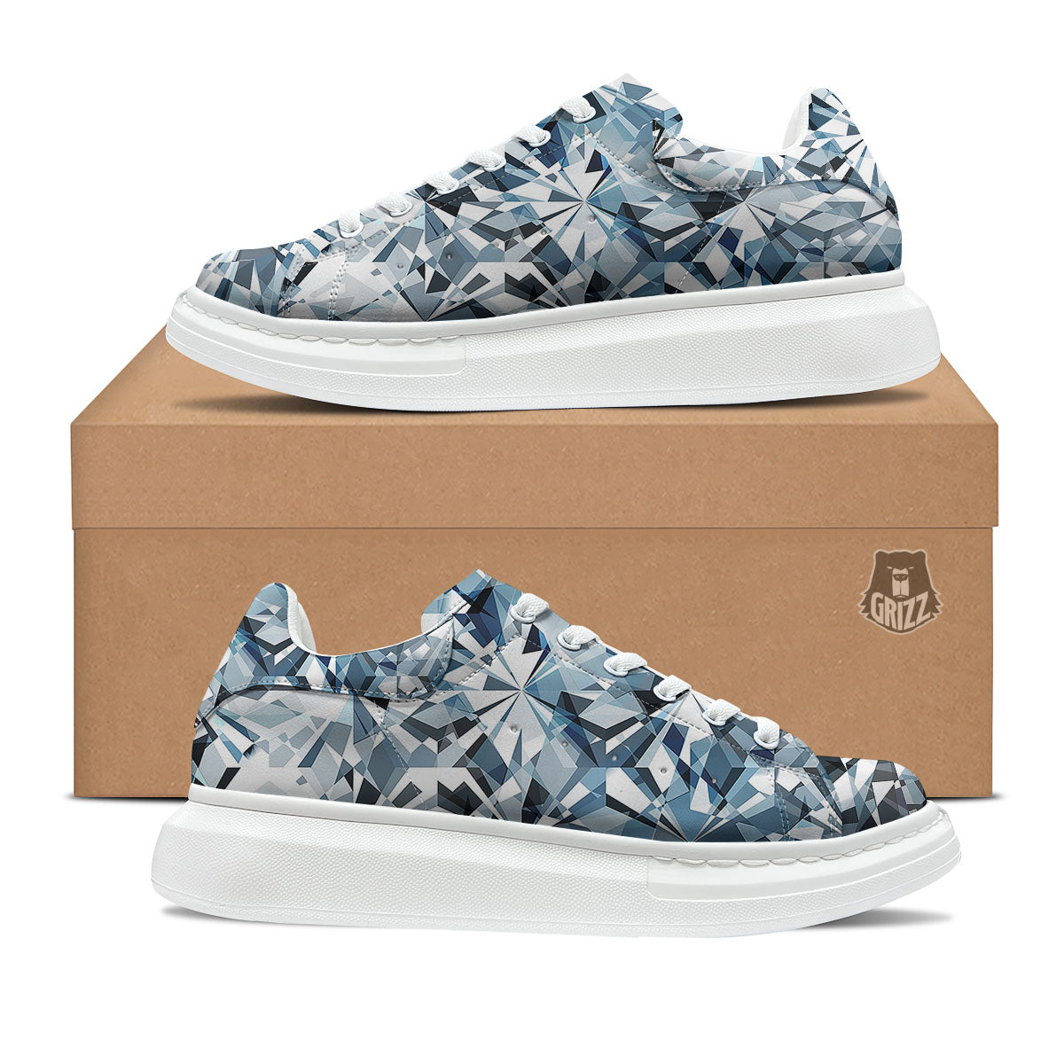 Texture Diamond Print Platform Shoes-grizzshop