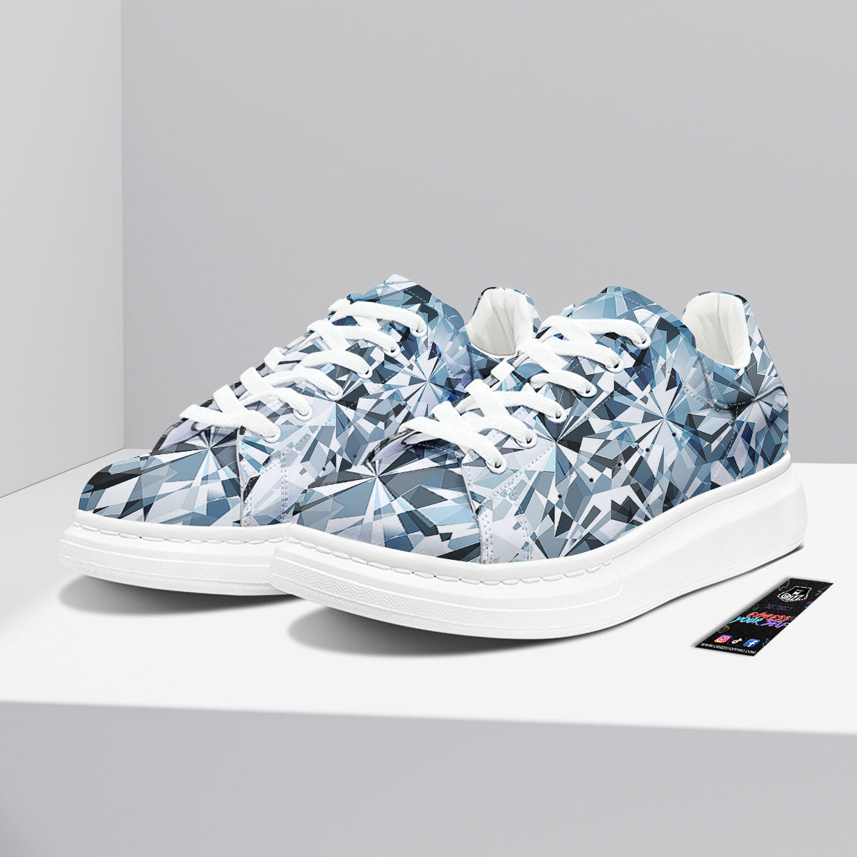 Texture Diamond Print Platform Shoes-grizzshop