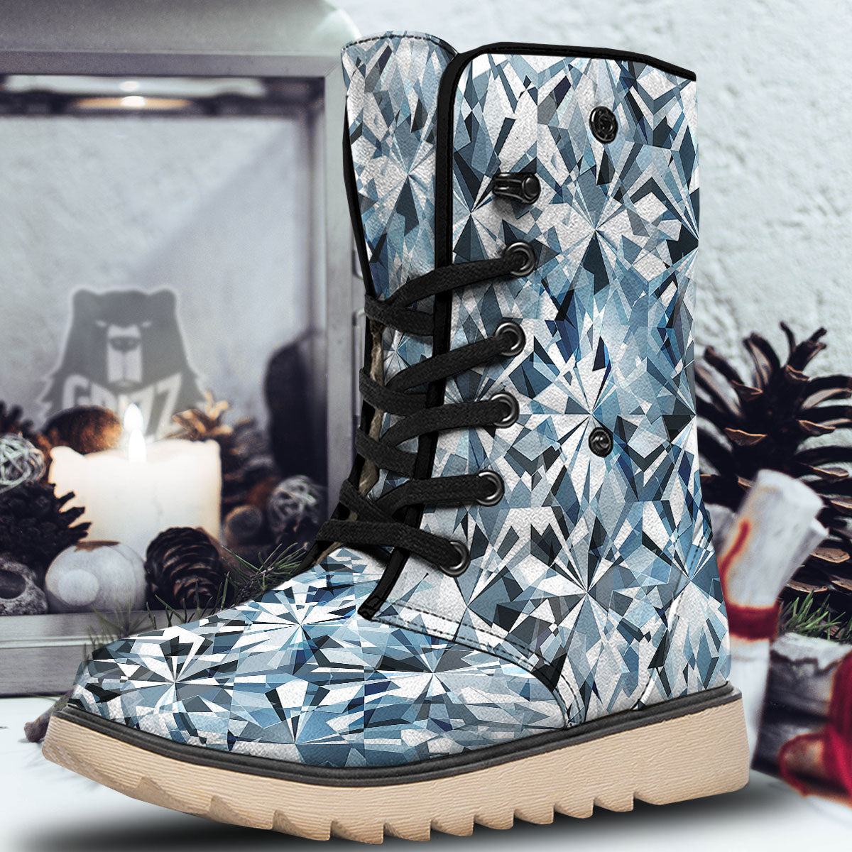 Texture Diamond Print Snow Boots-grizzshop