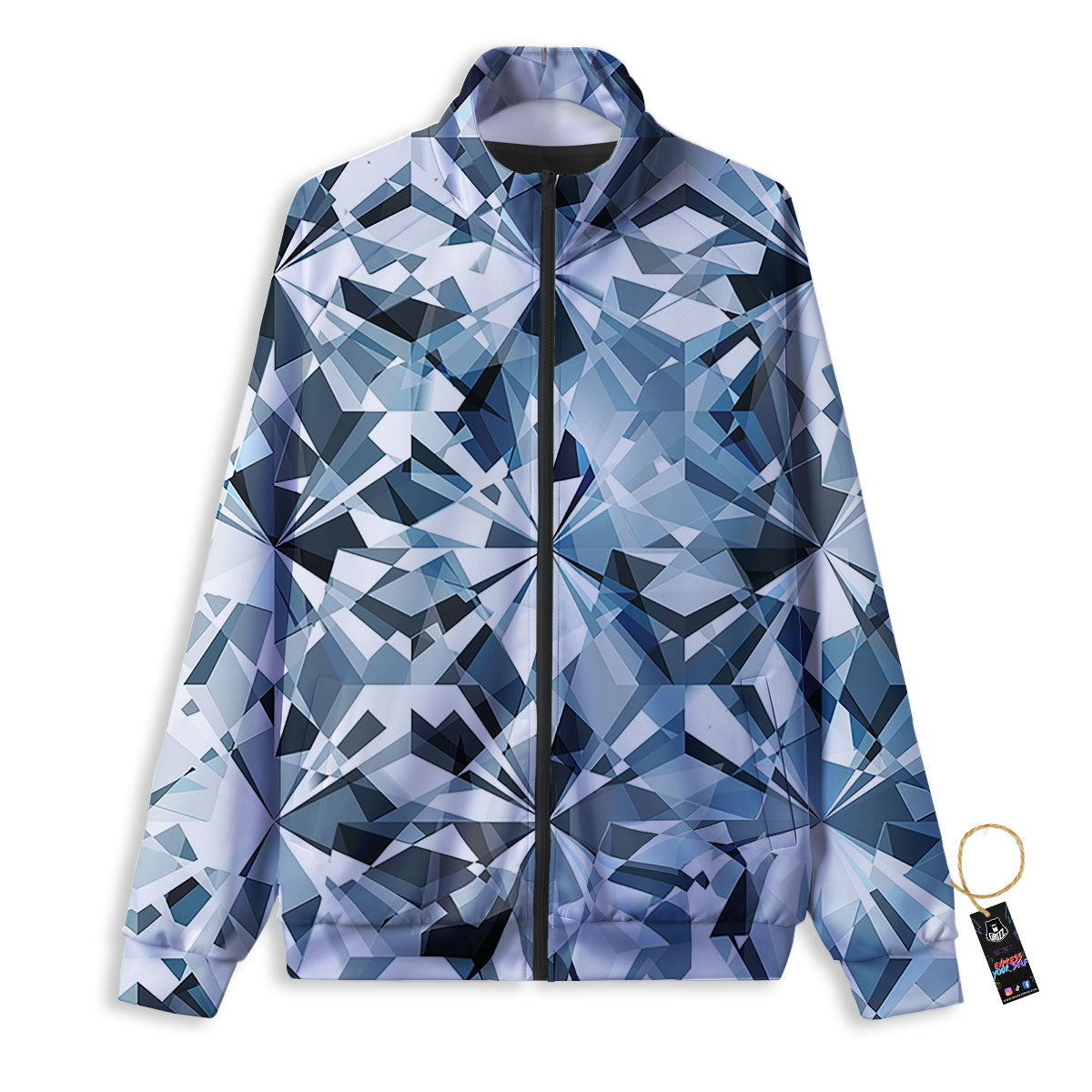 Texture Diamond Print Track Jacket-grizzshop