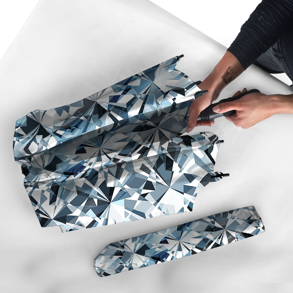 Texture Diamond Print Umbrella-grizzshop