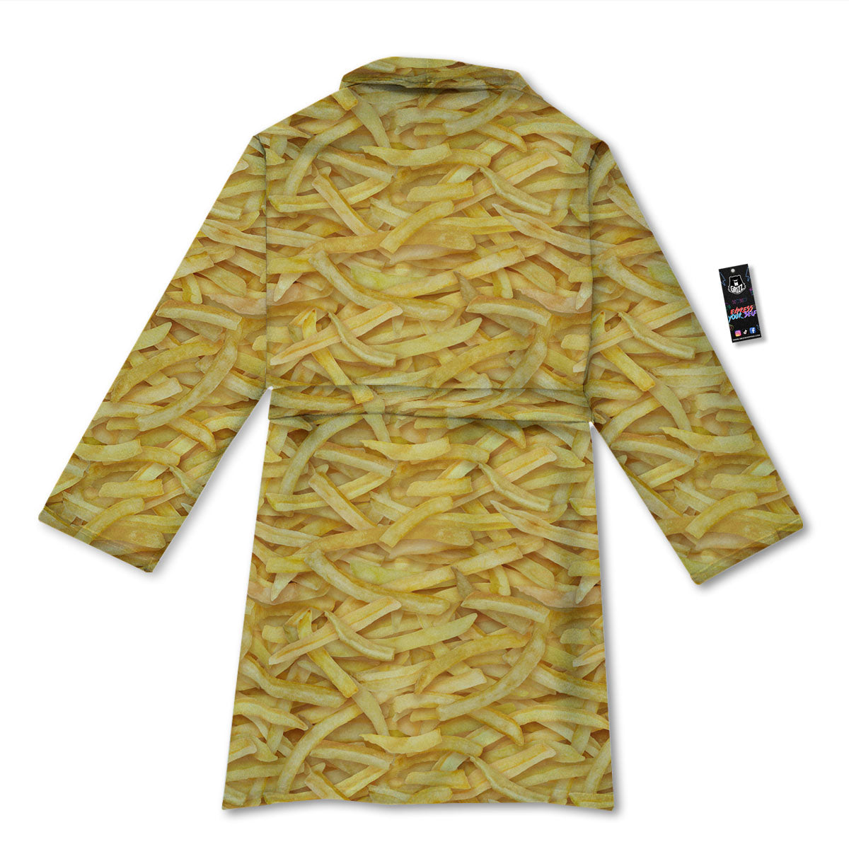Texture French Fries Print Bathrobe-grizzshop