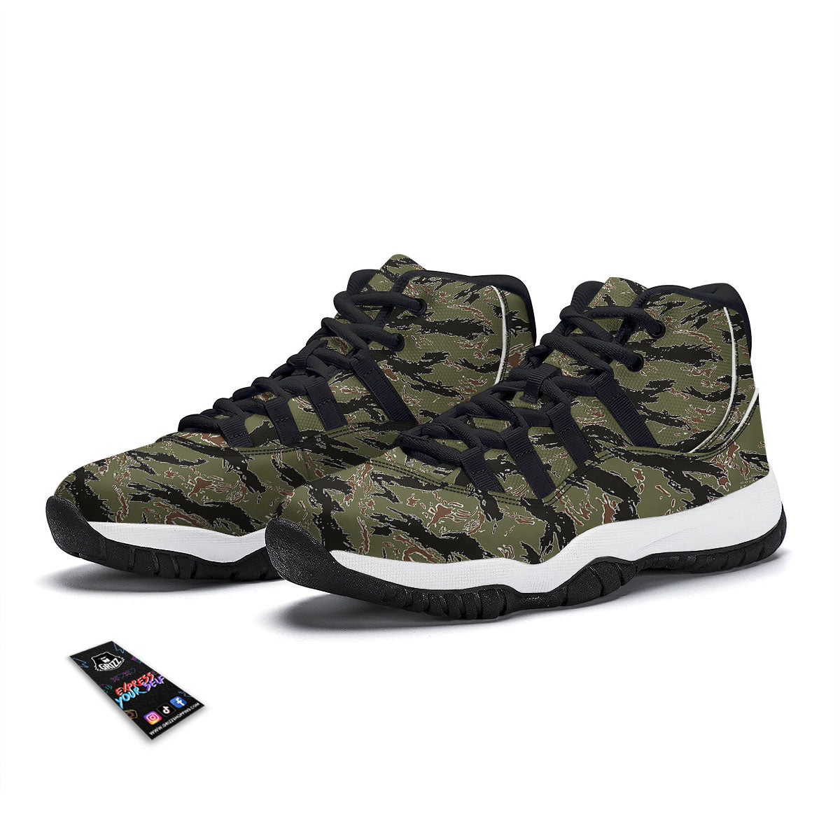Texture French Fries Print Black Bball Shoes-grizzshop