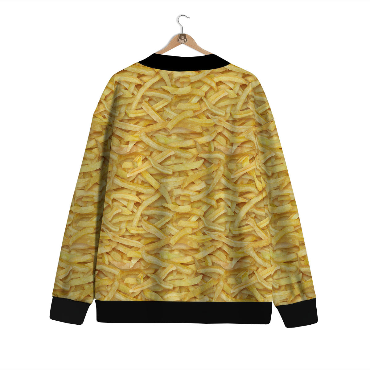 Texture French Fries Print Cardigan-grizzshop