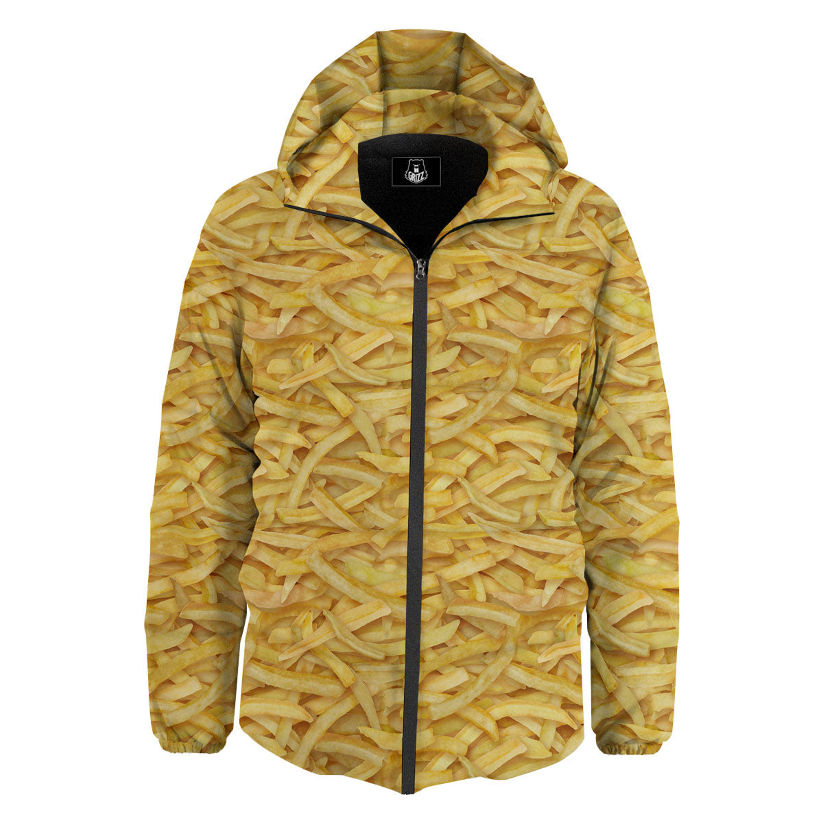 Texture French Fries Print Down Jacket-grizzshop