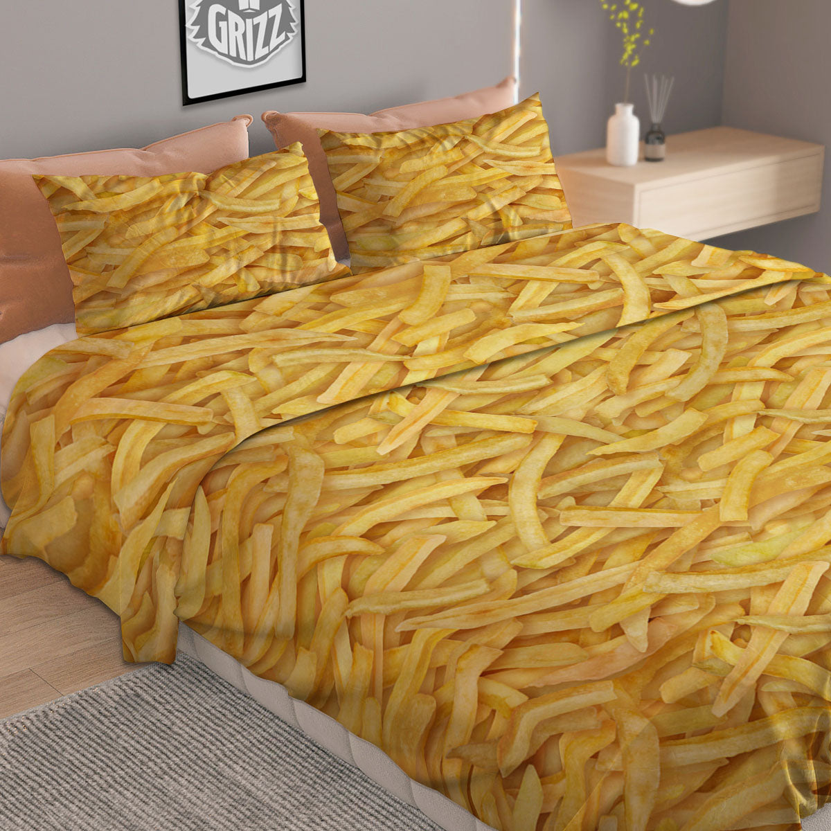 Texture French Fries Print Duvet Cover Bedding Set