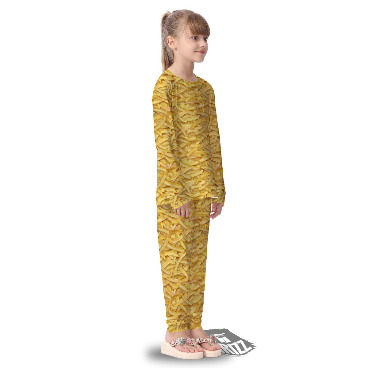 Texture French Fries Print Kid's Pajamas-grizzshop