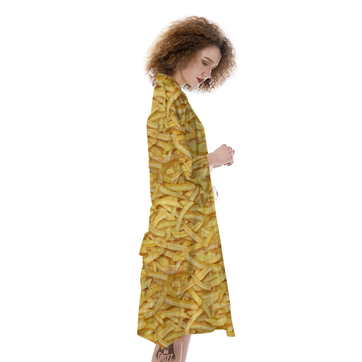 Texture French Fries Print Kimono-grizzshop