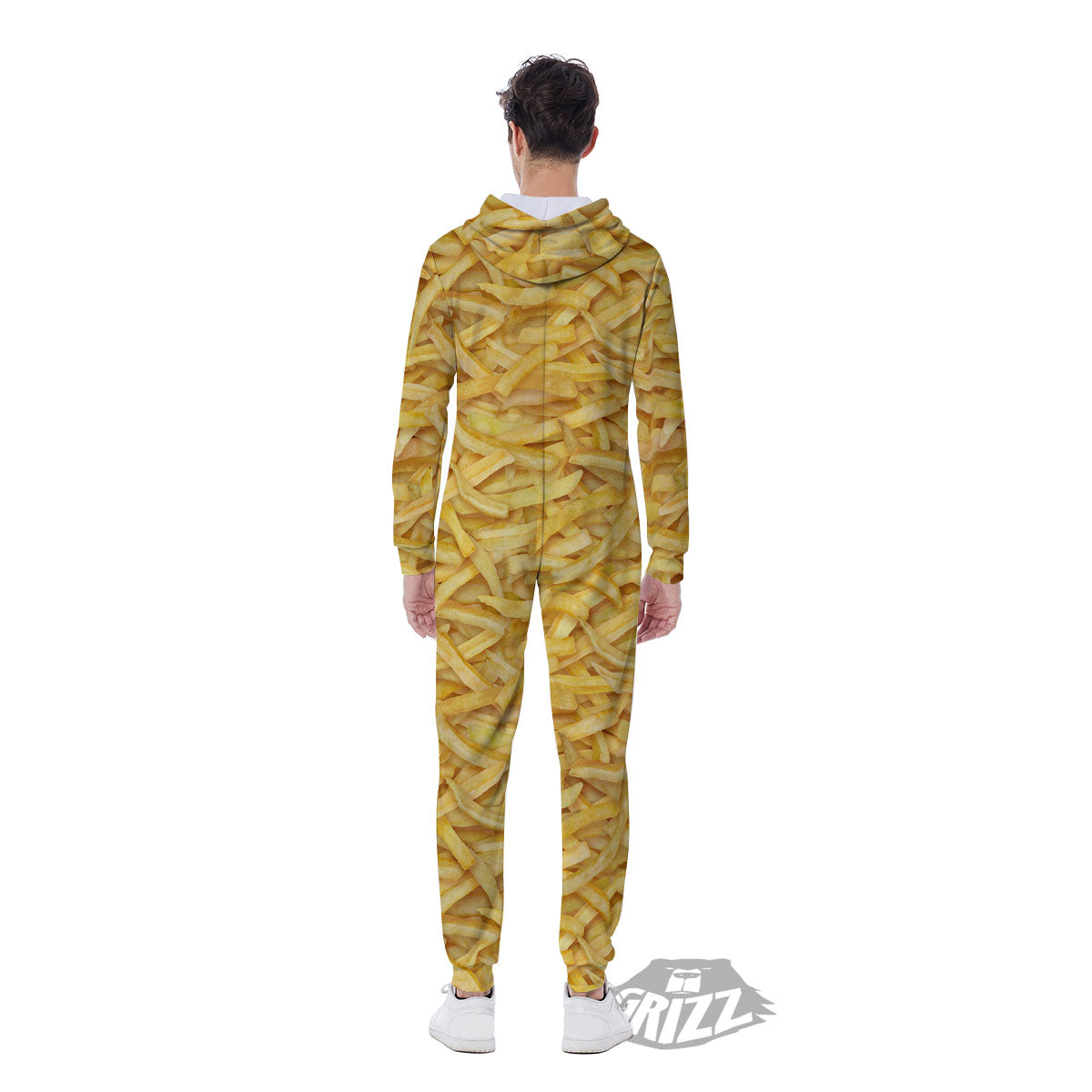 Texture French Fries Print Men's Jumpsuit-grizzshop