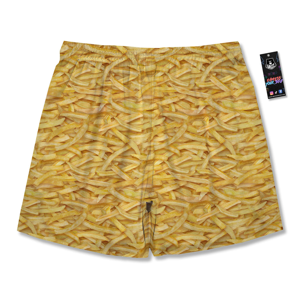 Texture French Fries Print Men's Running Shorts-grizzshop