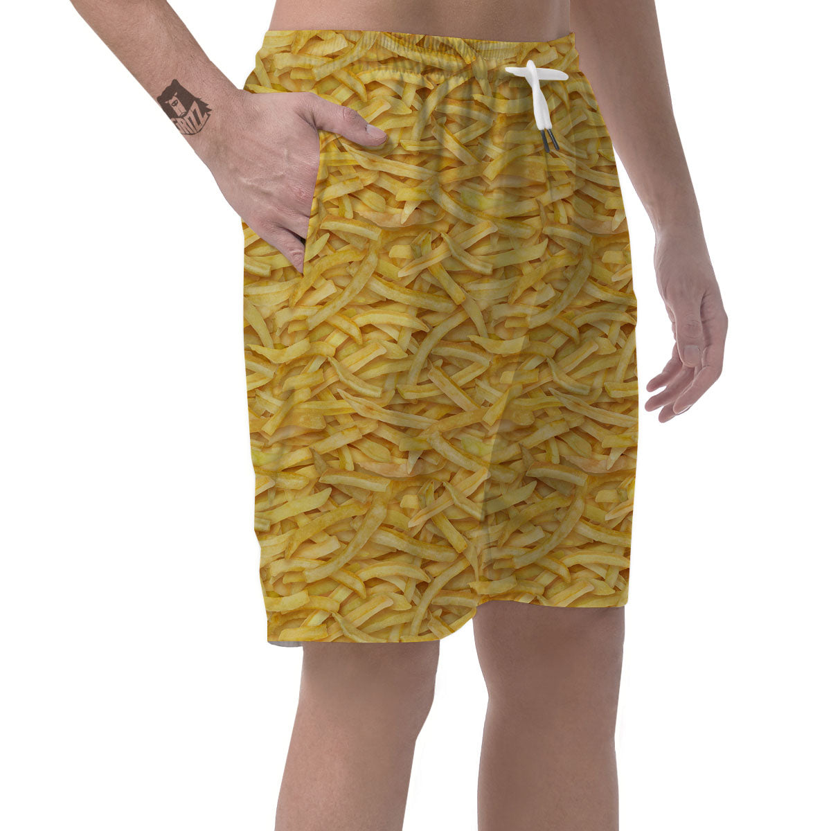 Texture French Fries Print Men's Shorts-grizzshop