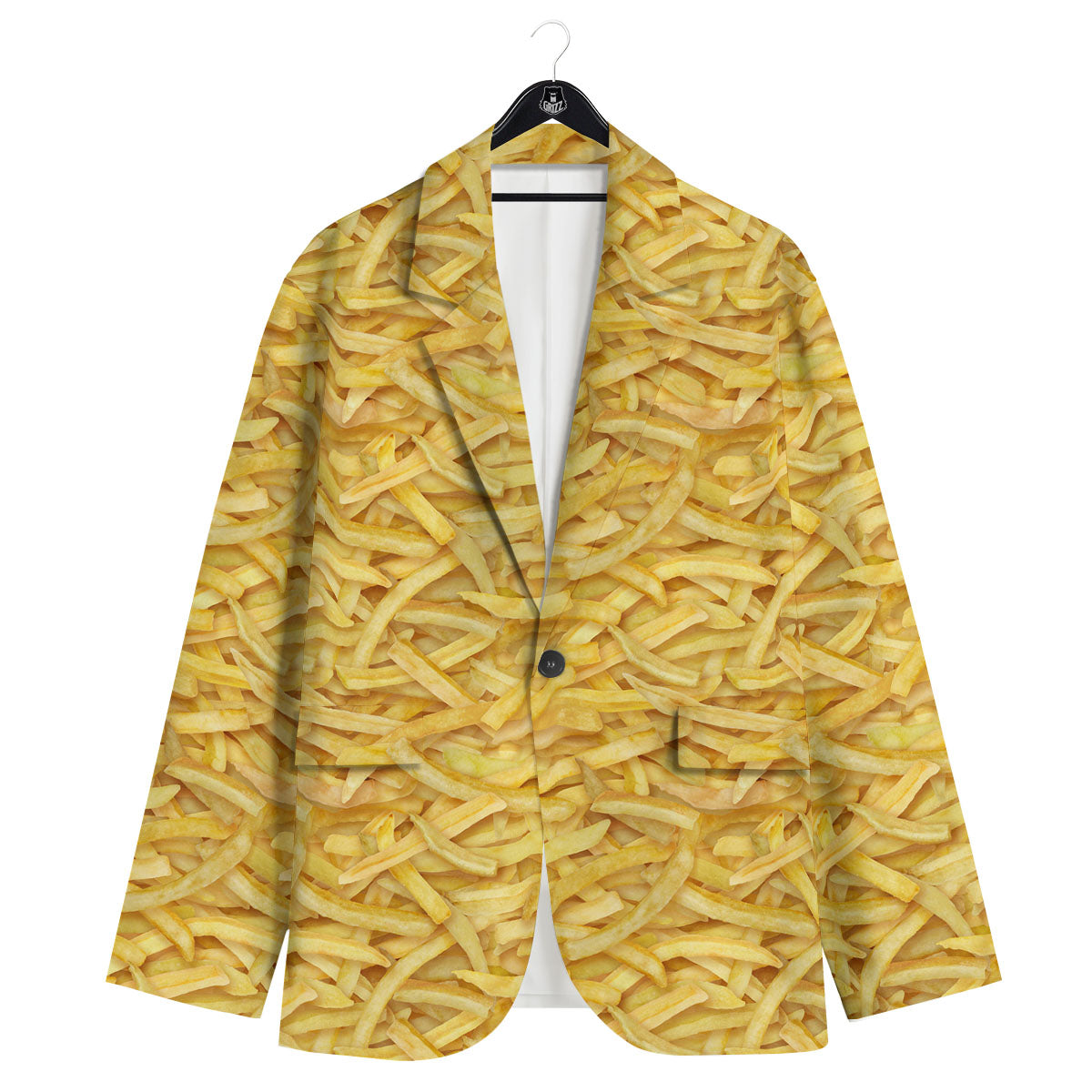 Texture French Fries Print Men's Sport Coat-grizzshop