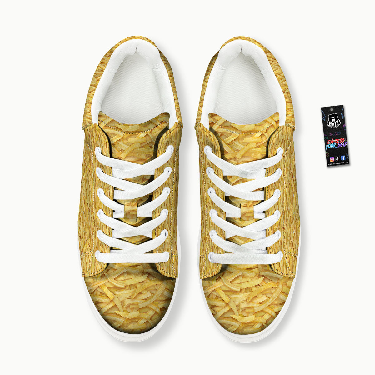 Texture French Fries Print Platform Shoes-grizzshop