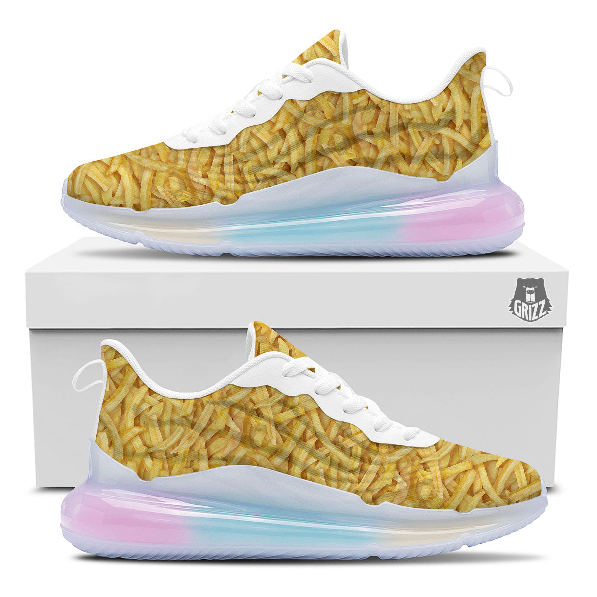 Texture French Fries Print Running Sneakers-grizzshop