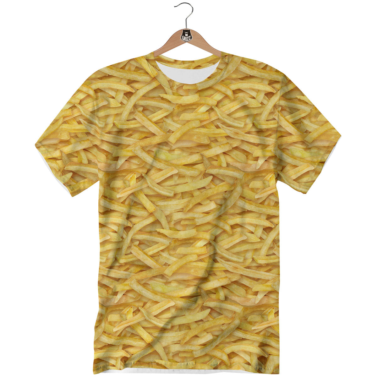 Texture French Fries Print T-Shirt-grizzshop