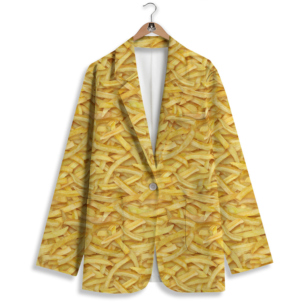Texture French Fries Print Women's Blazer-grizzshop