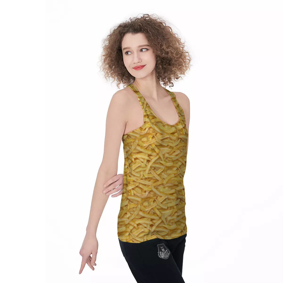 Texture French Fries Print Women's Racerback Tank Top-grizzshop