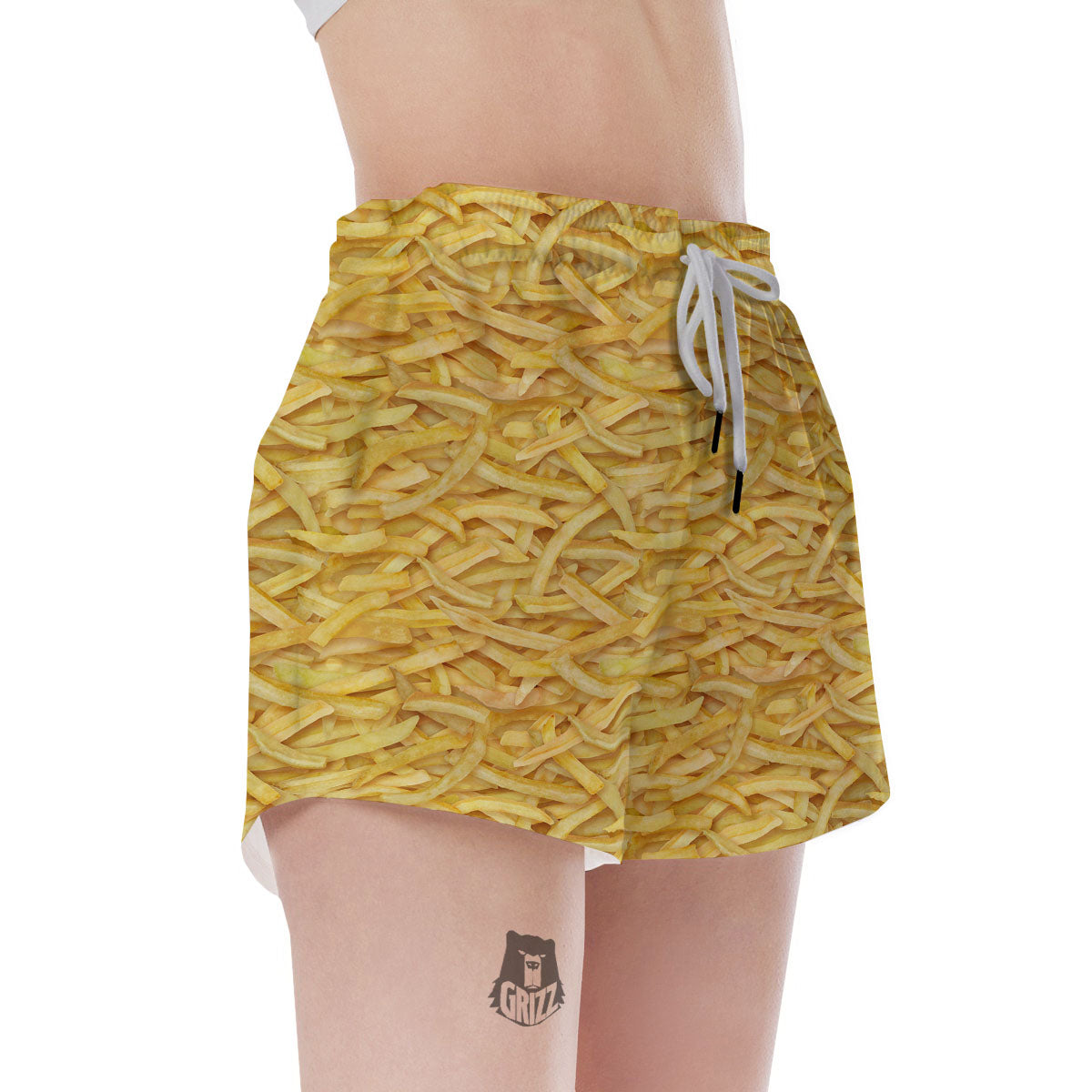 Texture French Fries Print Women's Shorts-grizzshop