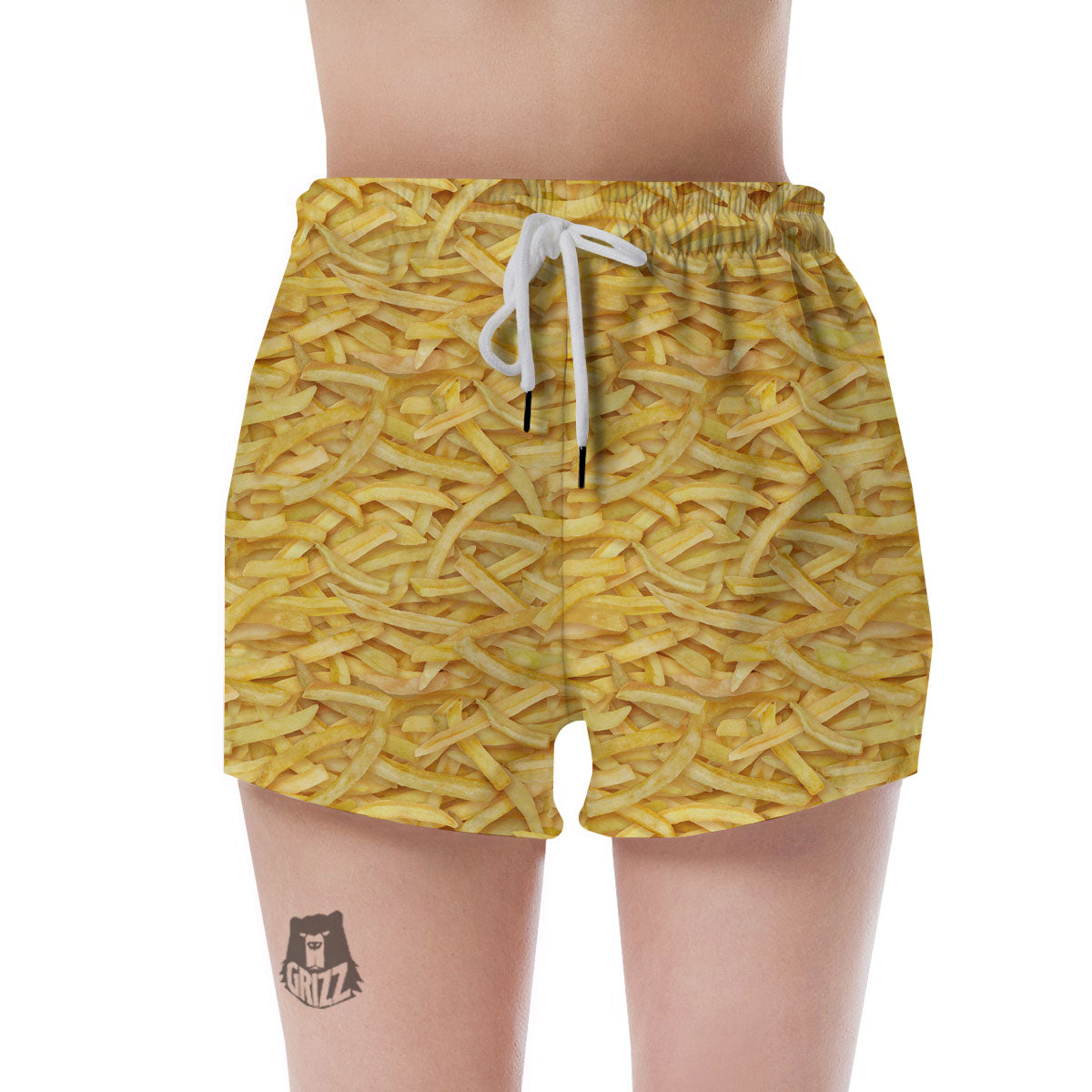 Texture French Fries Print Women's Shorts-grizzshop