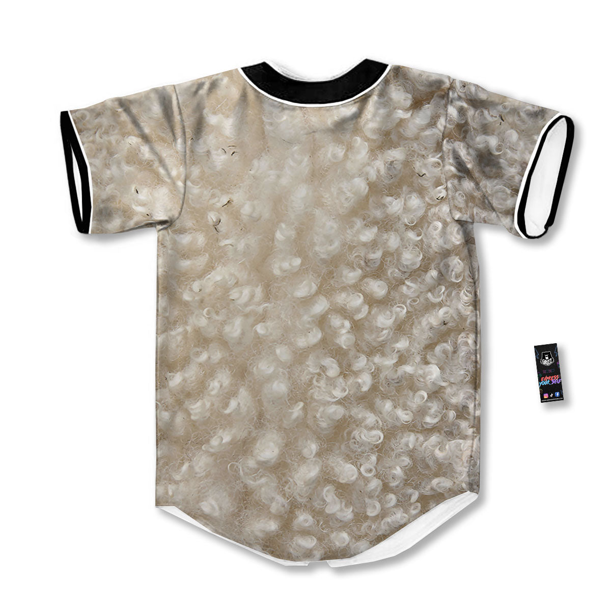 Texture Fur Sheep Print Baseball Jersey-grizzshop