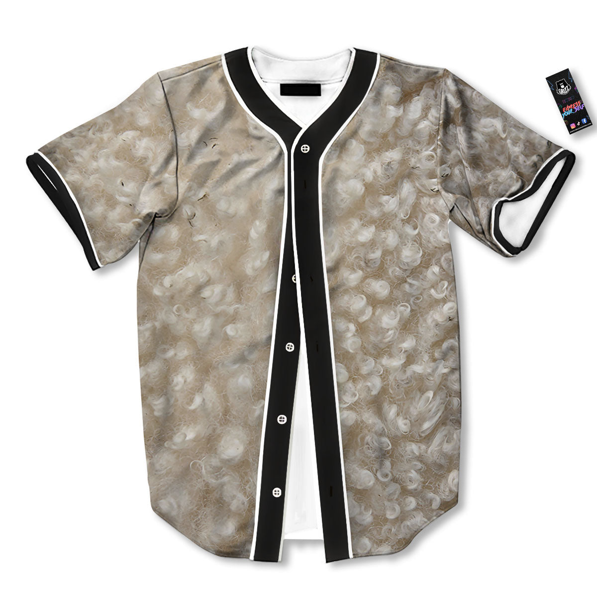 Texture Fur Sheep Print Baseball Jersey-grizzshop