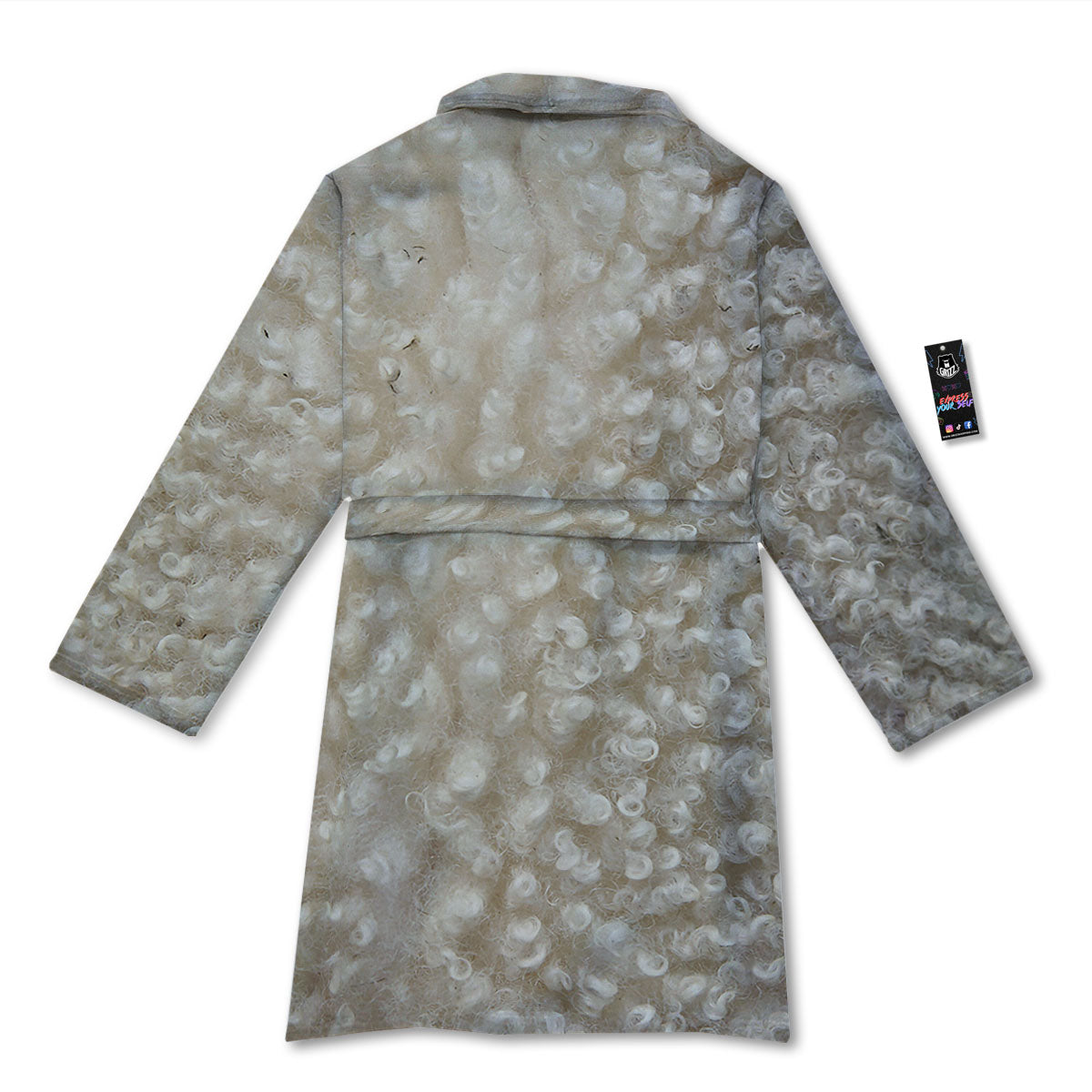 Texture Fur Sheep Print Bathrobe-grizzshop