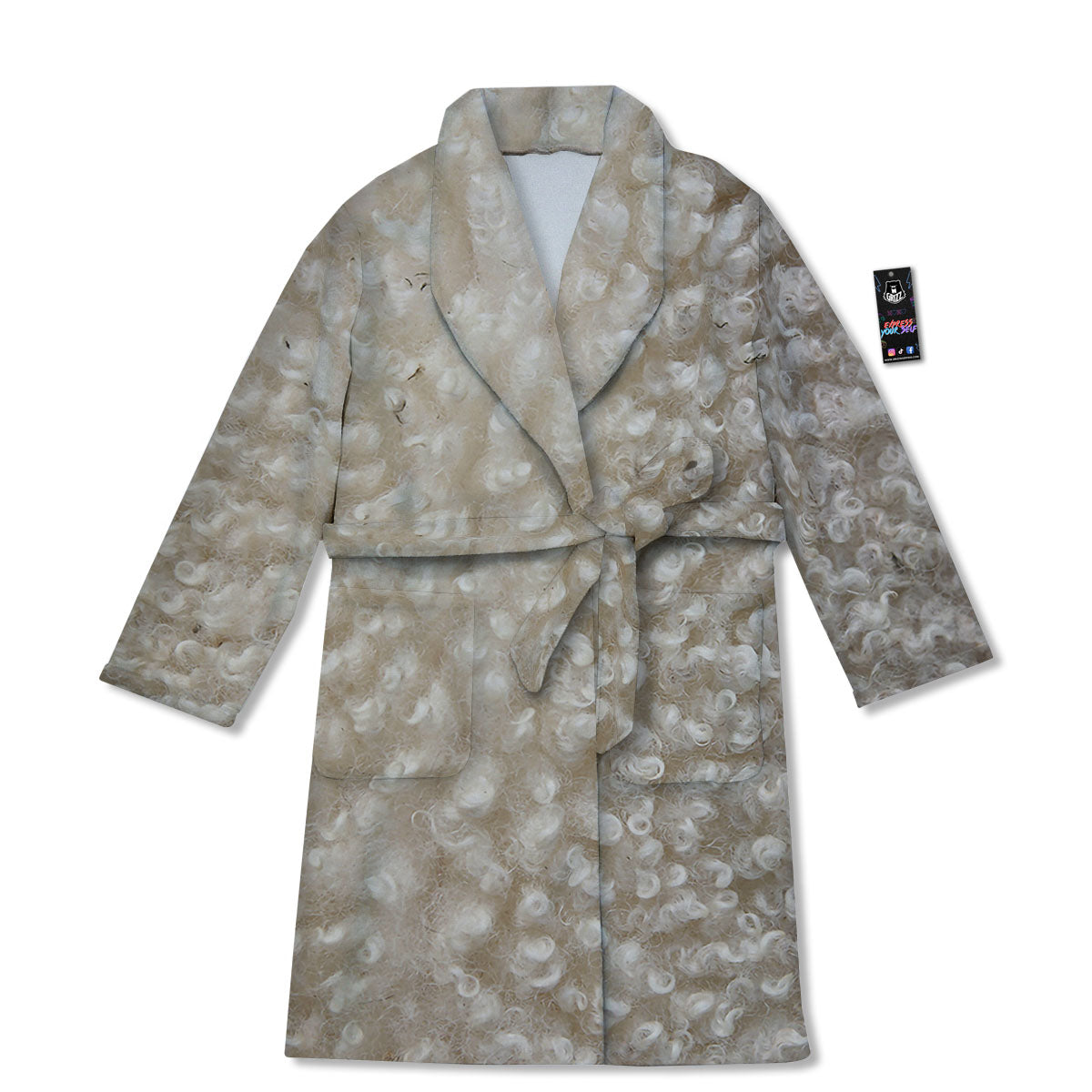 Texture Fur Sheep Print Bathrobe-grizzshop
