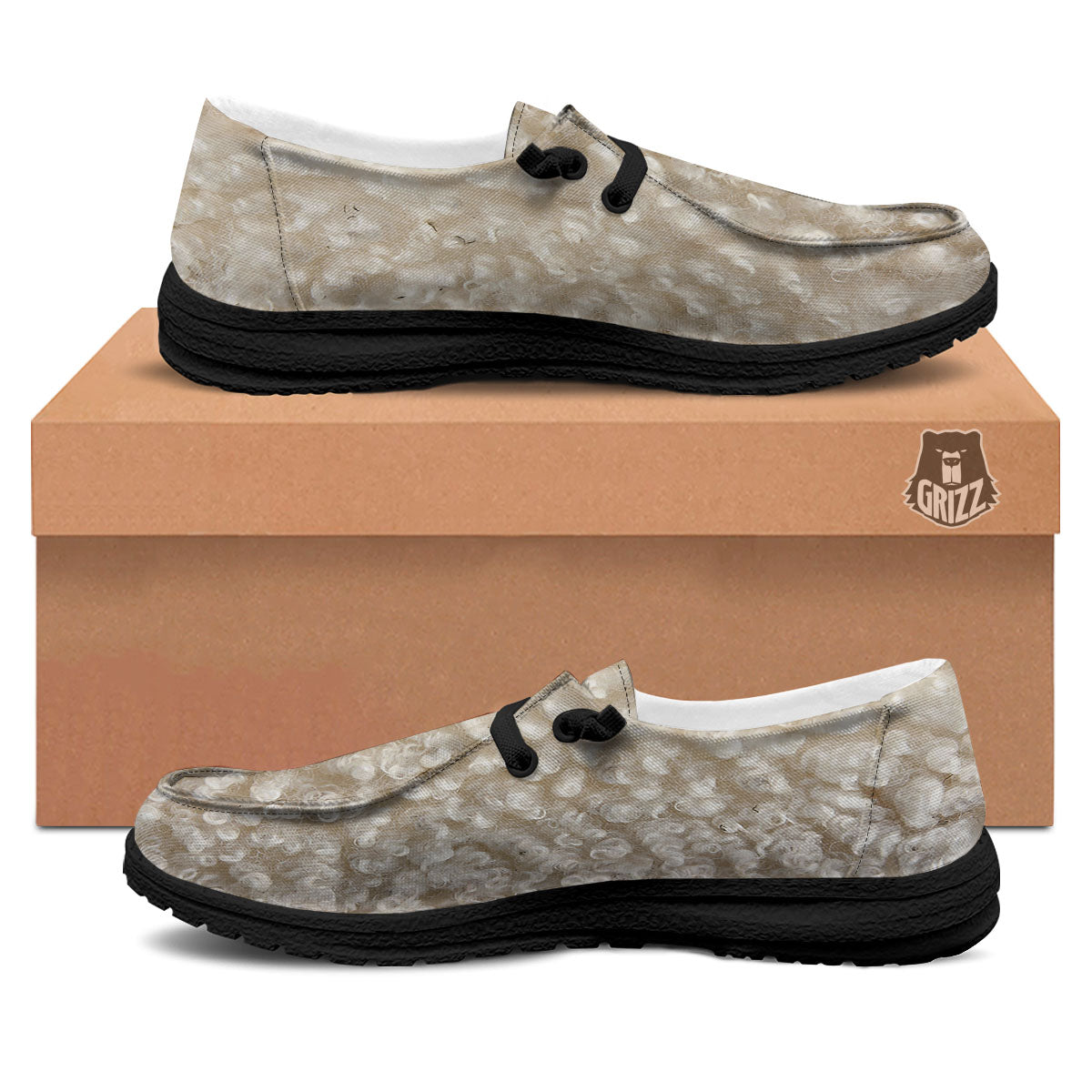 Texture Fur Sheep Print Black Loafers-grizzshop