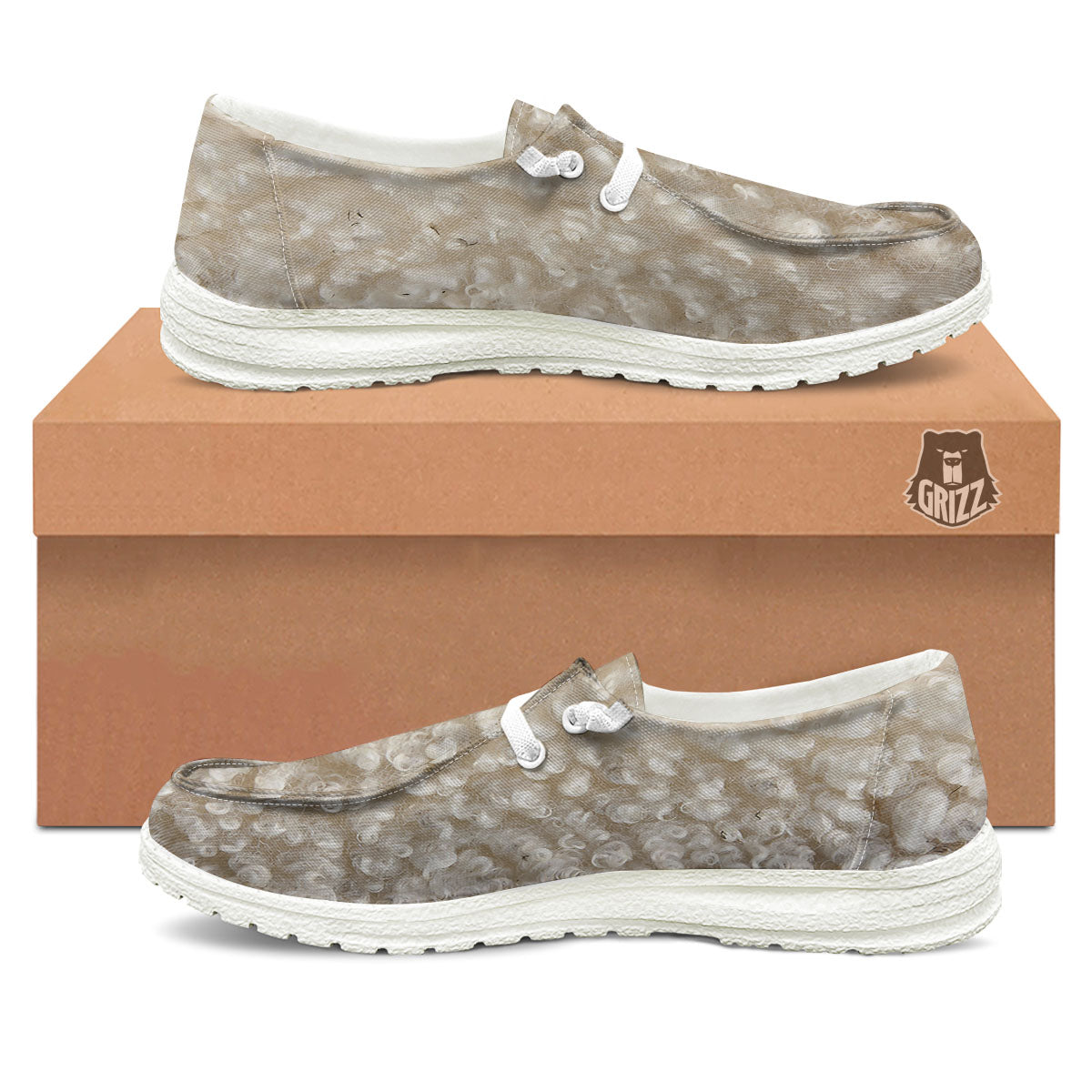 Texture Fur Sheep Print Black Loafers-grizzshop