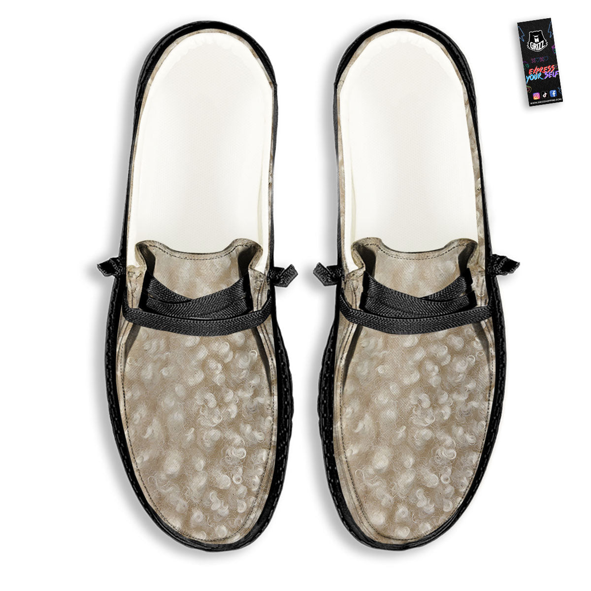 Texture Fur Sheep Print Black Loafers-grizzshop
