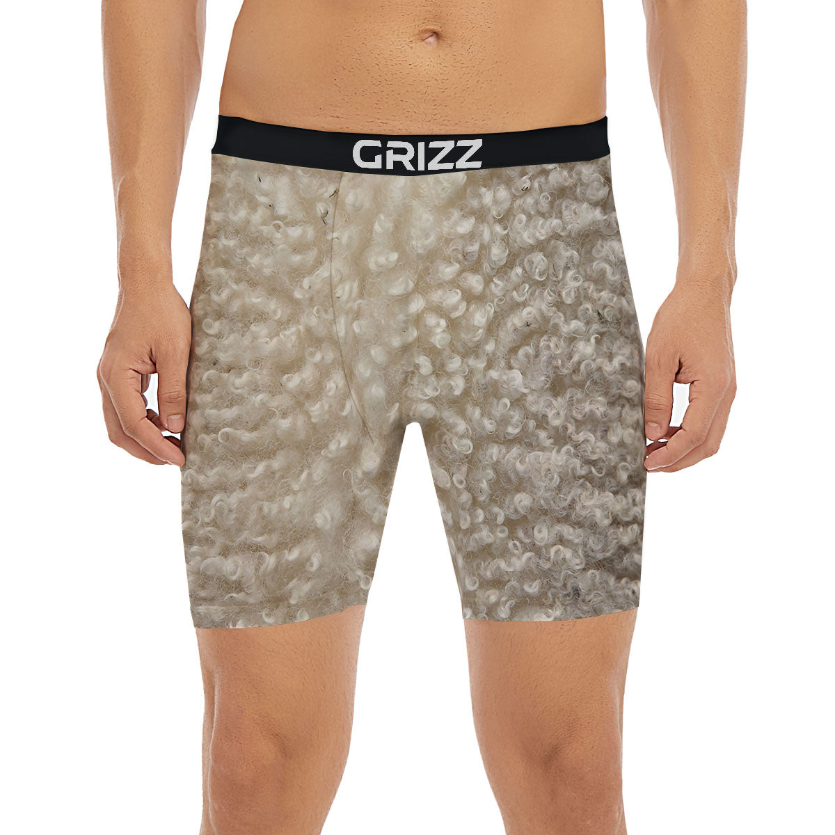 Texture Fur Sheep Print Boxer Briefs-grizzshop