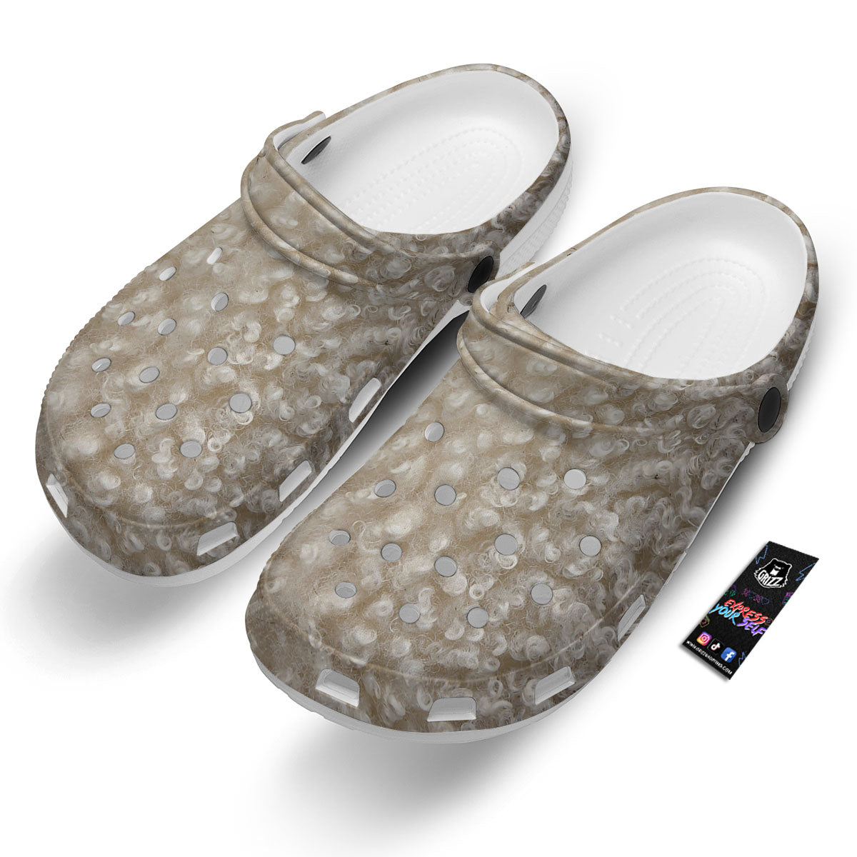 Texture Fur Sheep Print Clog-grizzshop