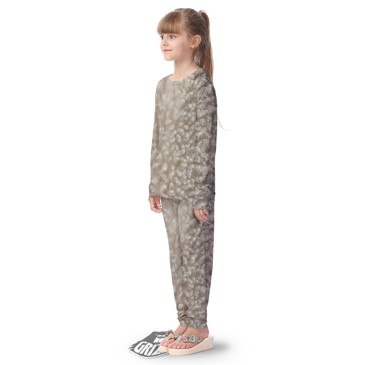 Texture Fur Sheep Print Kid's Pajamas-grizzshop