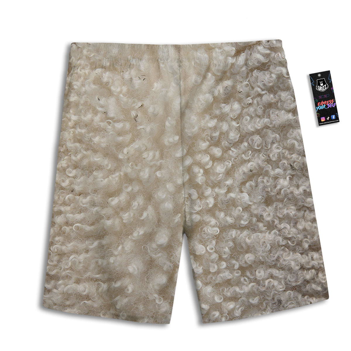 Texture Fur Sheep Print Men's Athletic Shorts