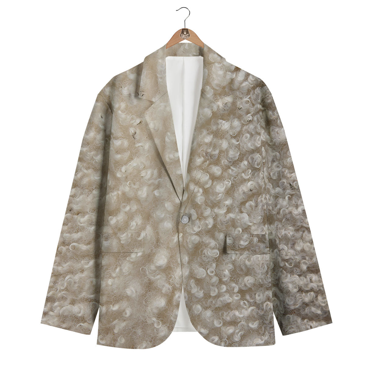 Texture Fur Sheep Print Men's Blazer-grizzshop