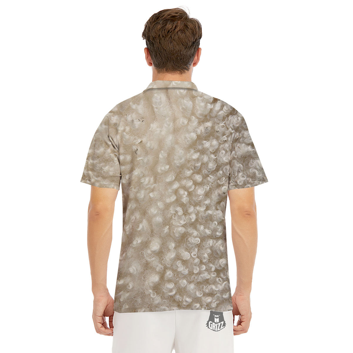 Texture Fur Sheep Print Men's Golf Shirts-grizzshop