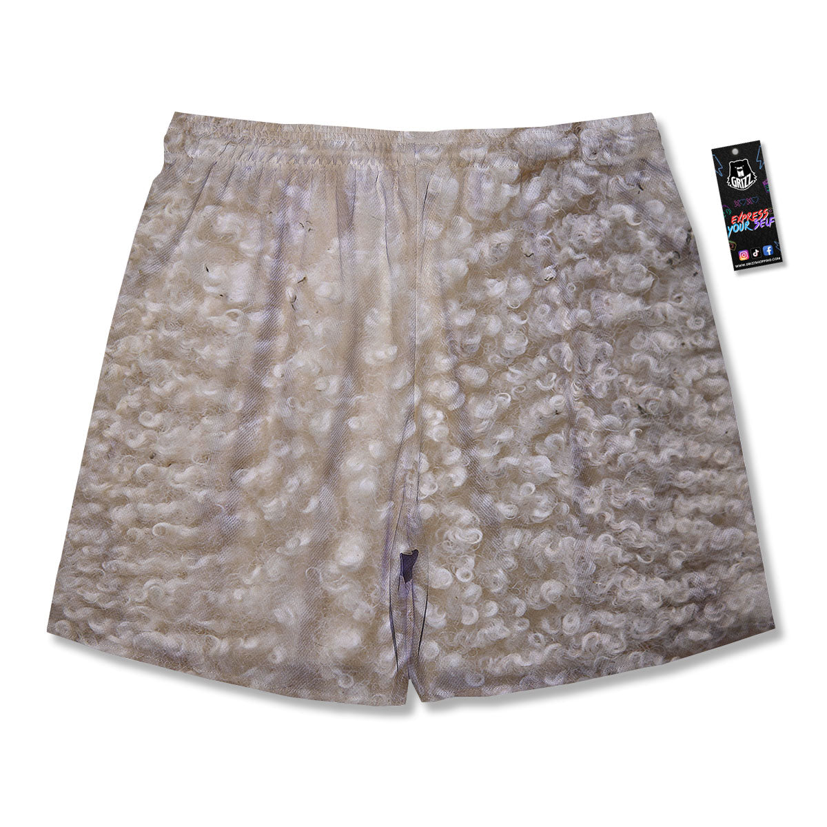 Texture Fur Sheep Print Men's Running Shorts-grizzshop