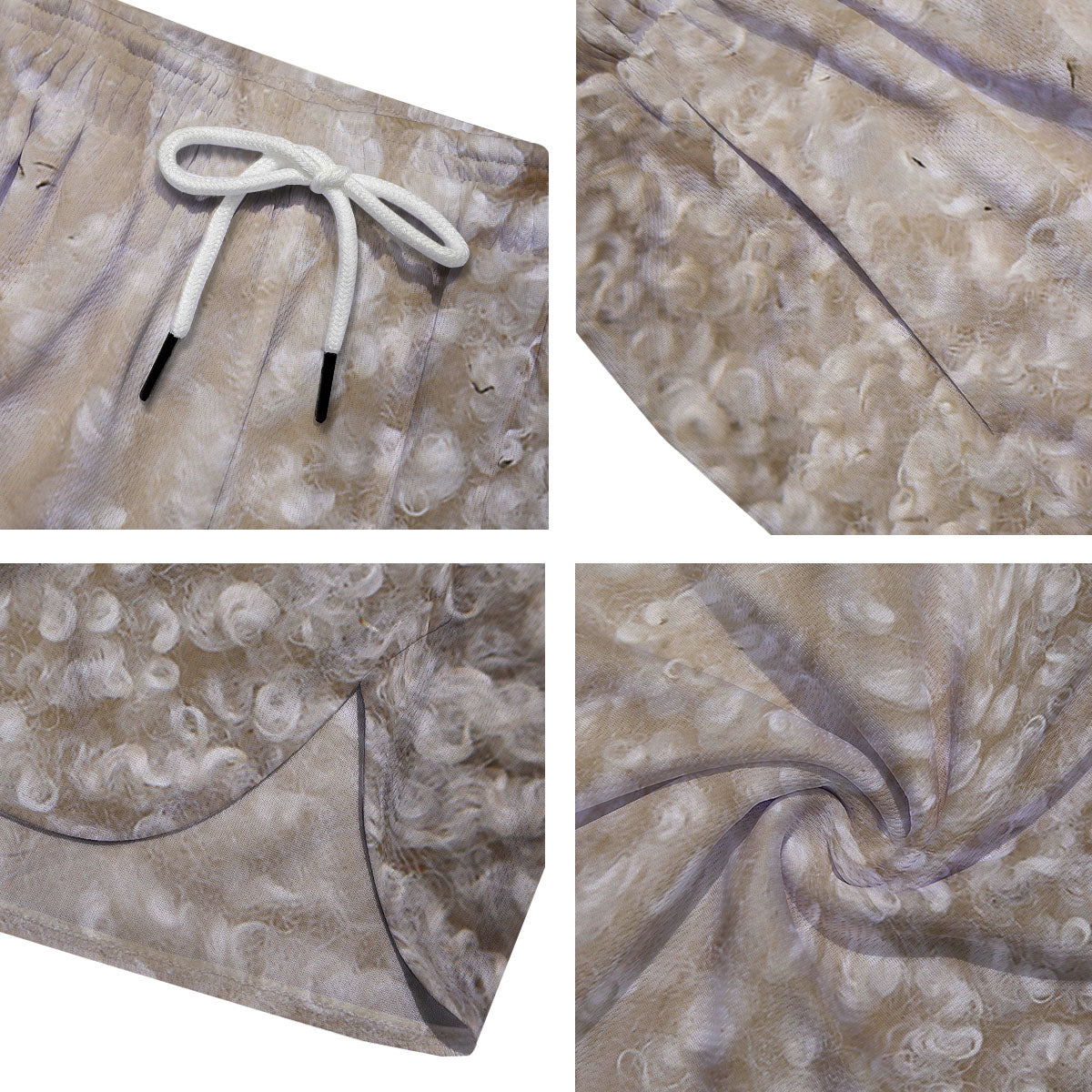Texture Fur Sheep Print Men's Running Shorts-grizzshop