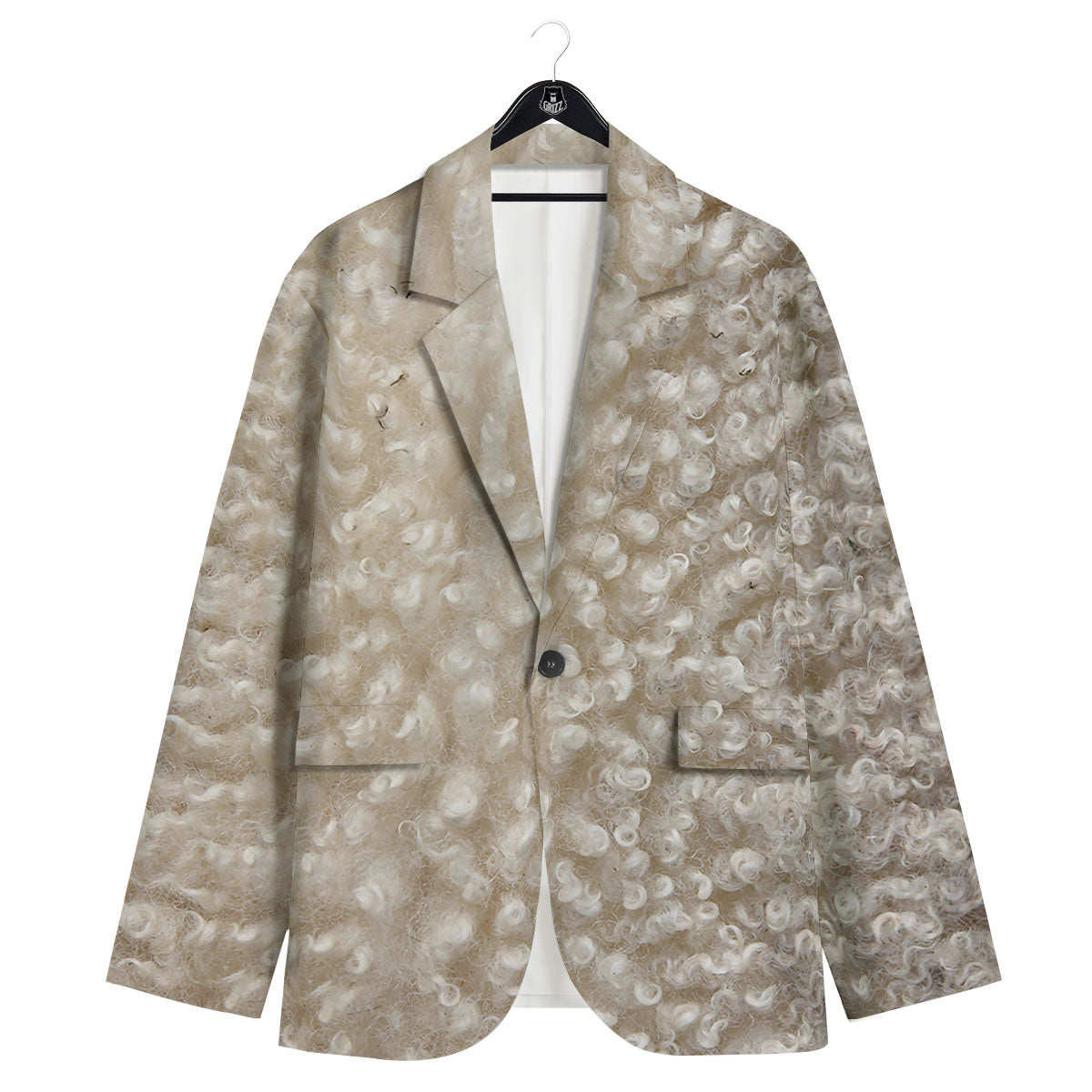 Texture Fur Sheep Print Men's Sport Coat-grizzshop