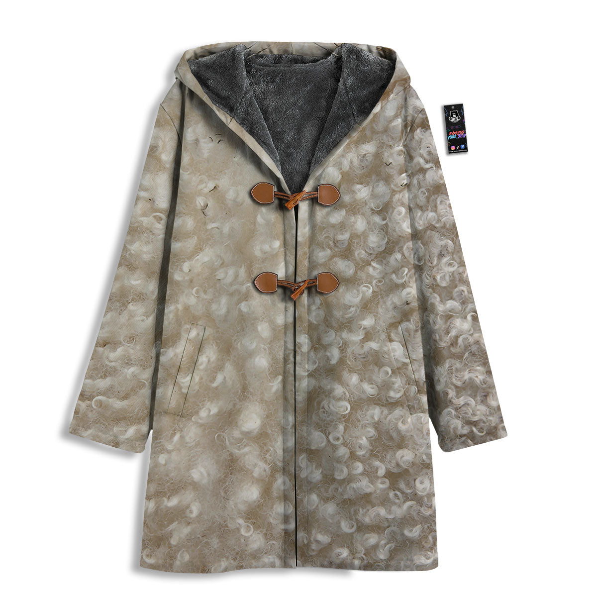 Texture Fur Sheep Print Men's Windbreaker Jacket-grizzshop