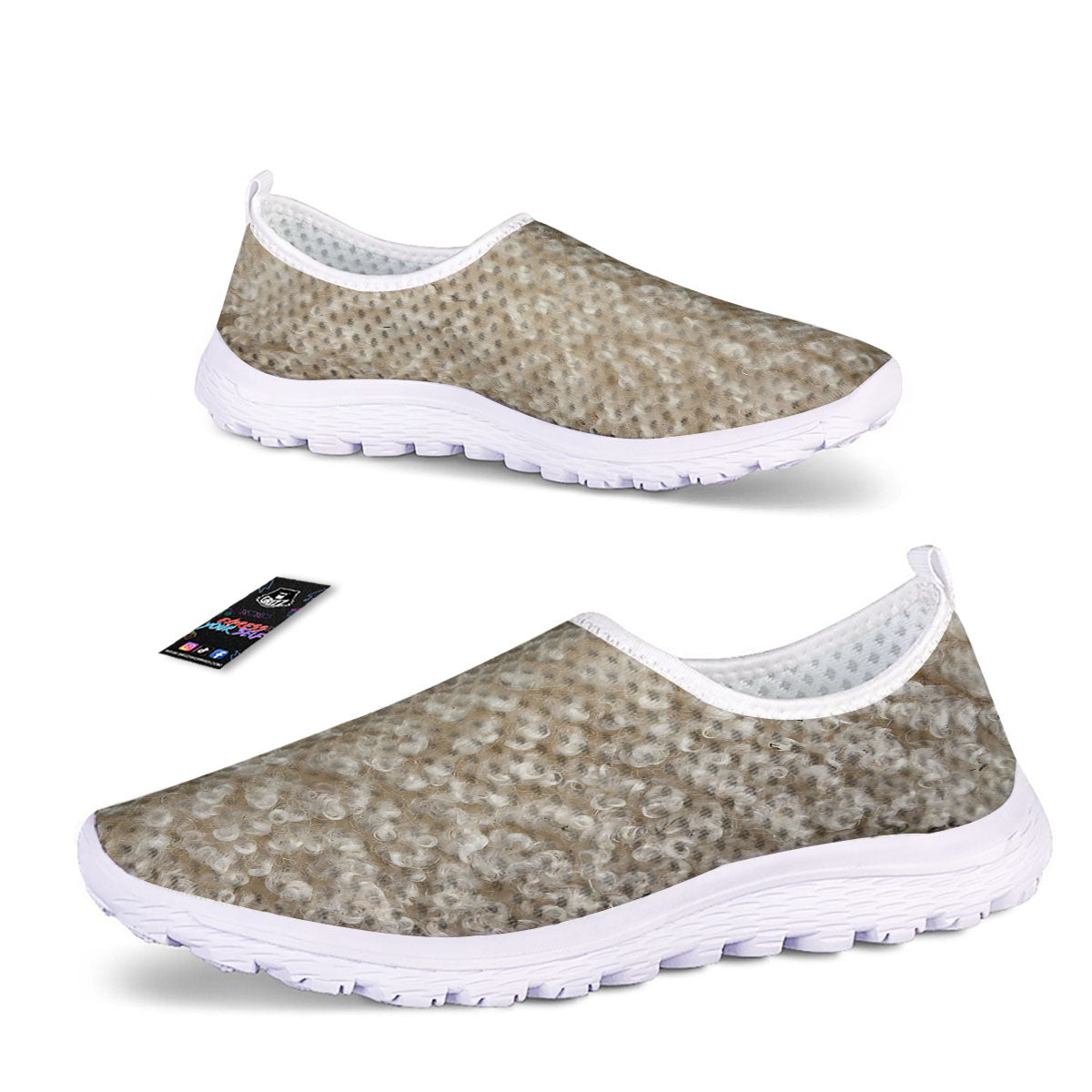 Texture Fur Sheep Print Nurse Shoes-grizzshop