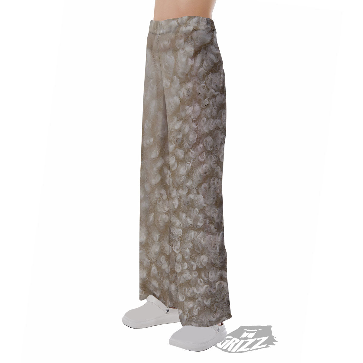 Texture Fur Sheep Print Pajama Pants-grizzshop