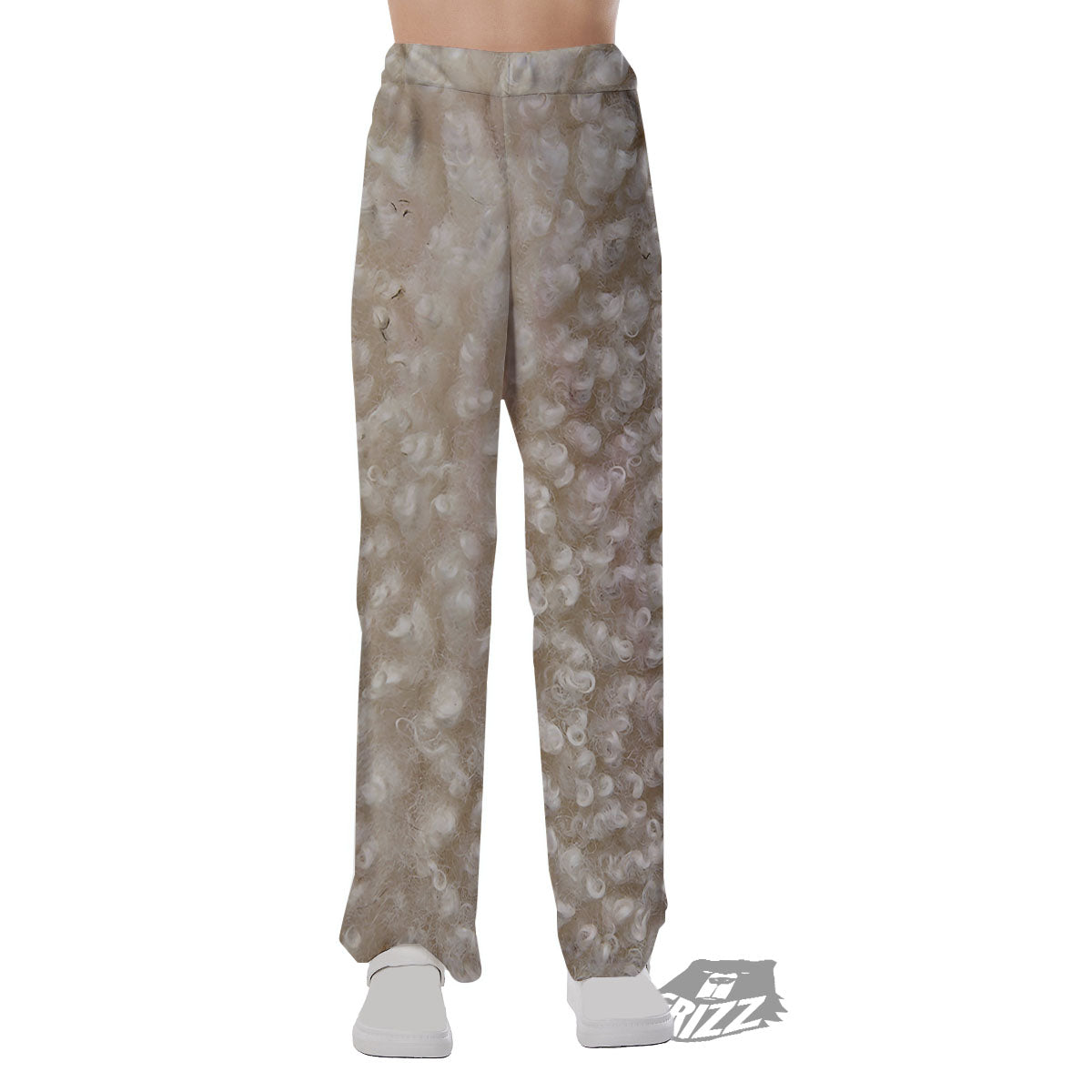 Texture Fur Sheep Print Pajama Pants-grizzshop