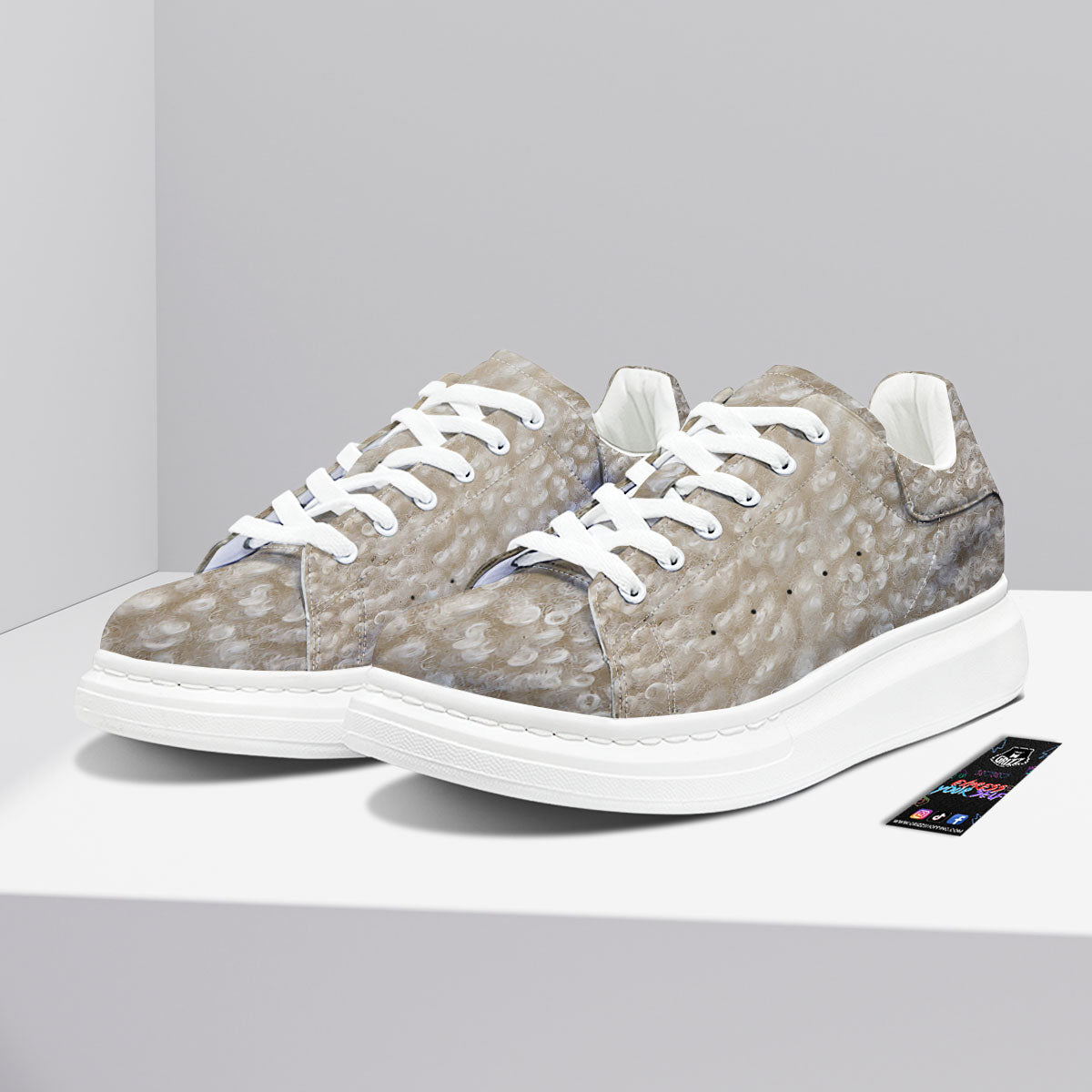 Texture Fur Sheep Print Platform Shoes-grizzshop