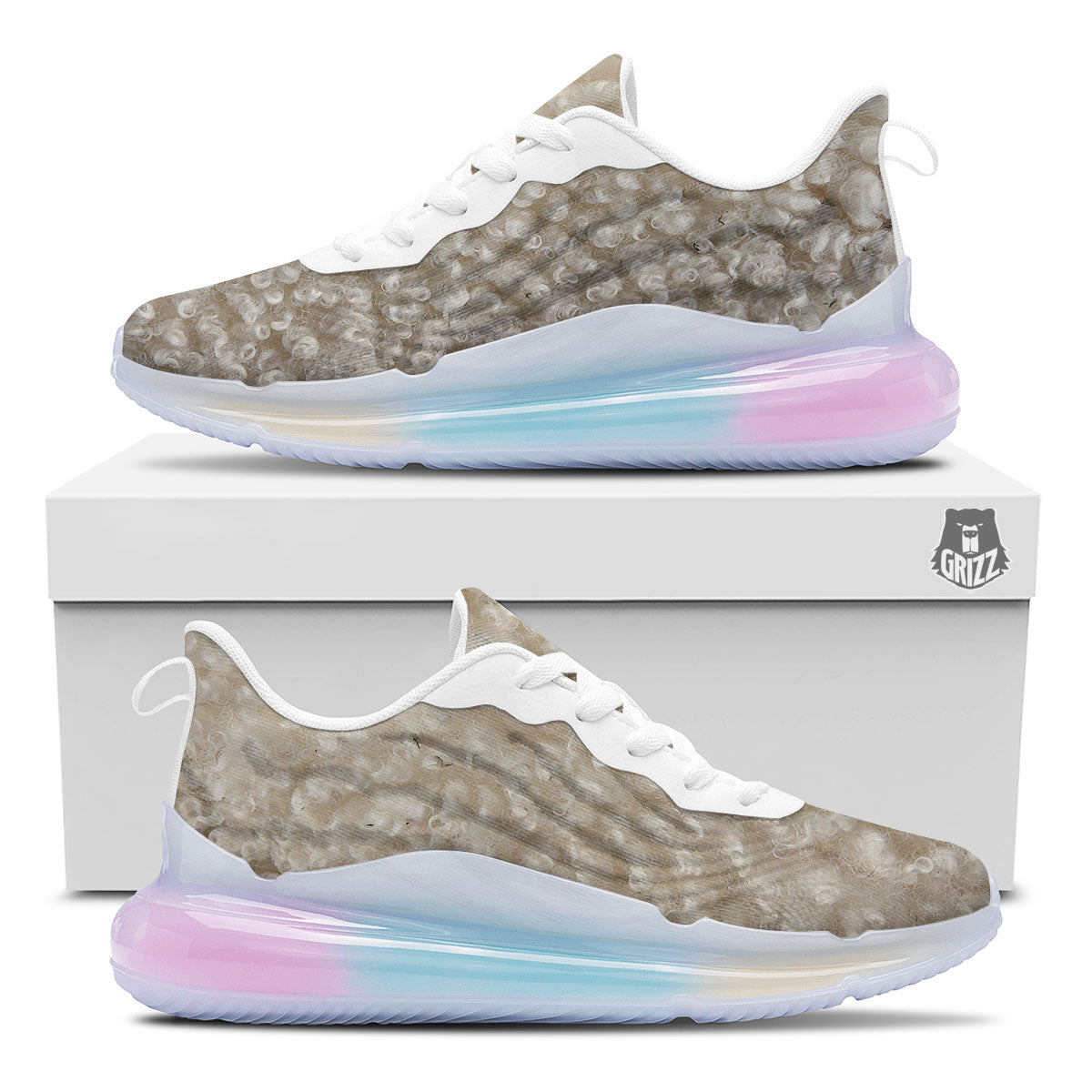 Texture Fur Sheep Print Running Sneakers-grizzshop