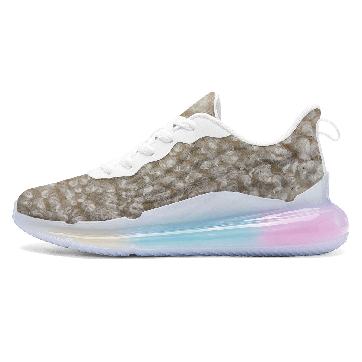 Texture Fur Sheep Print Running Sneakers-grizzshop