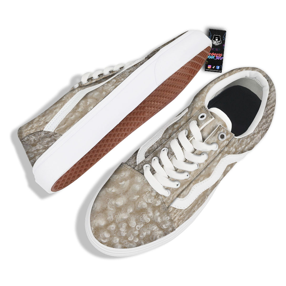 Texture Fur Sheep Print Skate Shoes-grizzshop
