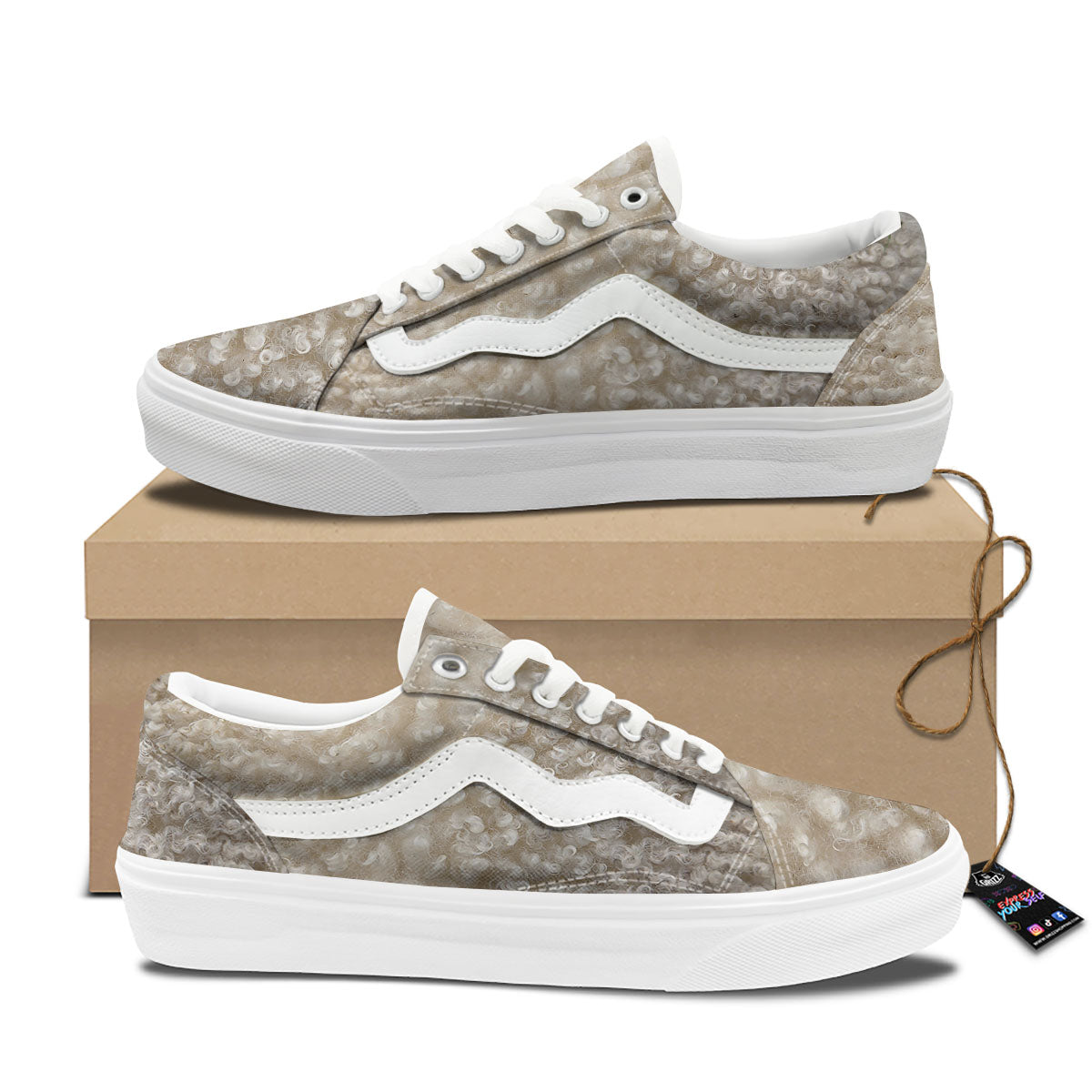Texture Fur Sheep Print Skate Shoes-grizzshop