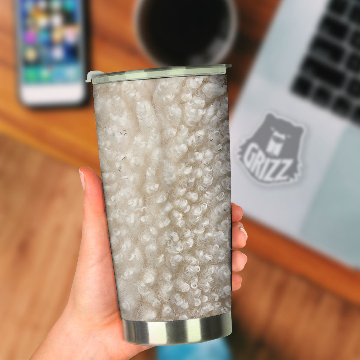 Texture Fur Sheep Print Tumbler-grizzshop