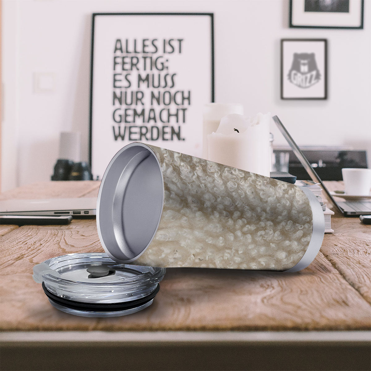 Texture Fur Sheep Print Tumbler-grizzshop